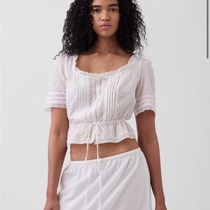 Gap White Lace Trim Peplum Top